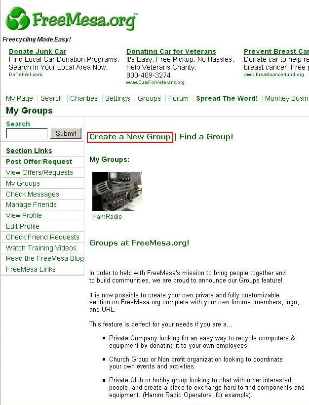 form to create a freecycle group