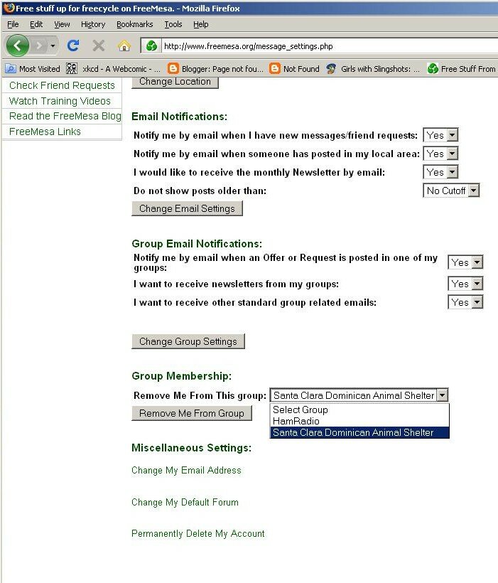 freecycle group Selection