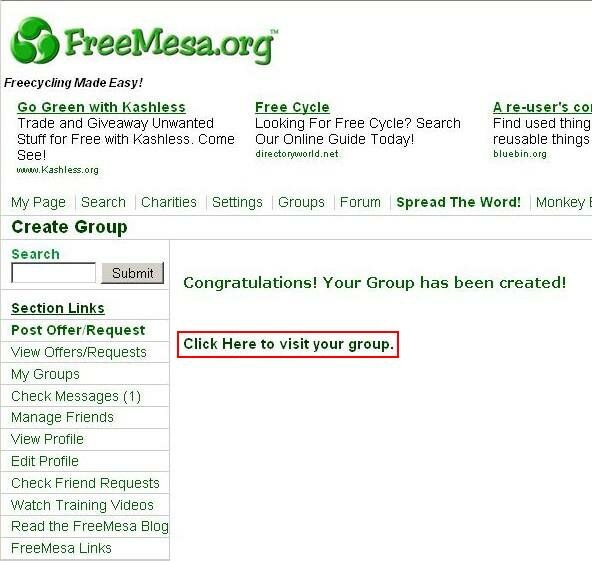 freecycle group has been created