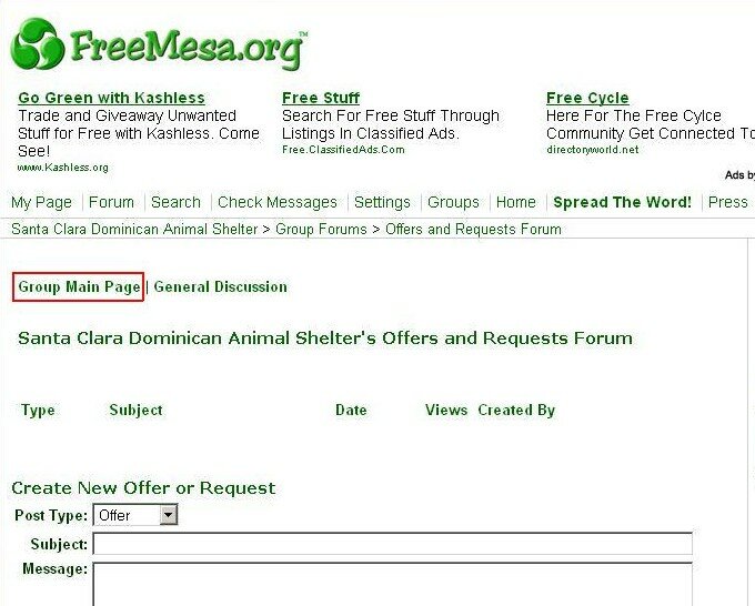 go to the freecycle group's main page