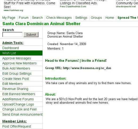 click on the 'wish list' link in the freecycle group's left tool bar